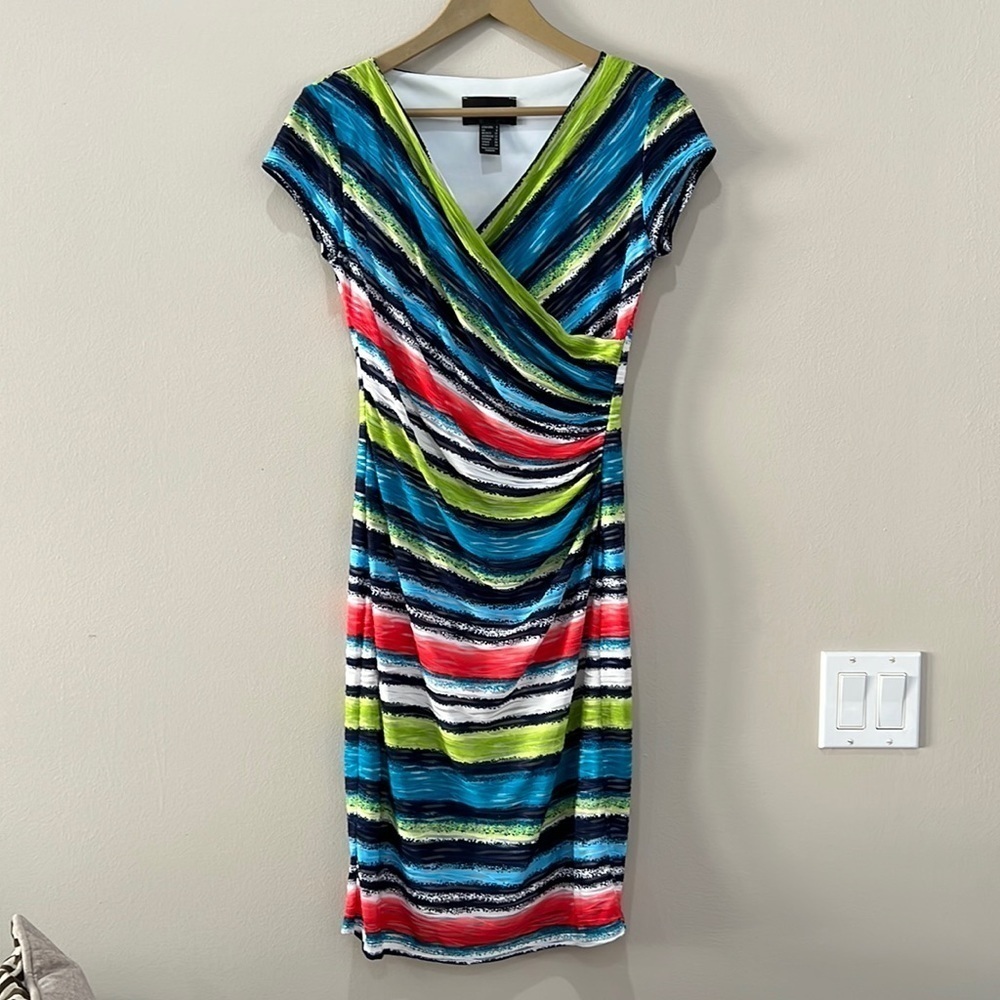 Frank Lyman Colorful Faux Wrap Dress in size 4